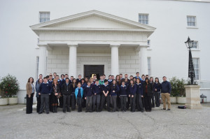 The Boland and Binchy classes with their teachers pictured outside Aras an Uachtarain