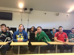 Some of the group listening intently to the talk in the FAI media briefing room at Abbotstown