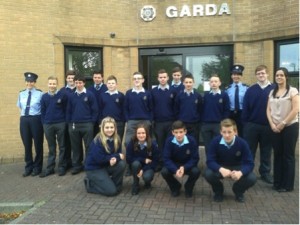 The O Casey class pictured with their teacher Ms Gallagher outside the Garda Station in Letterkenny
