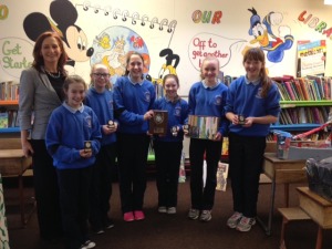 The winning team collecting their prizes pictured with their teacher Ms Mc Nulty.